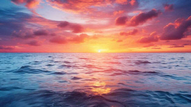 Dramatic cloudscape over the ocean at sunset