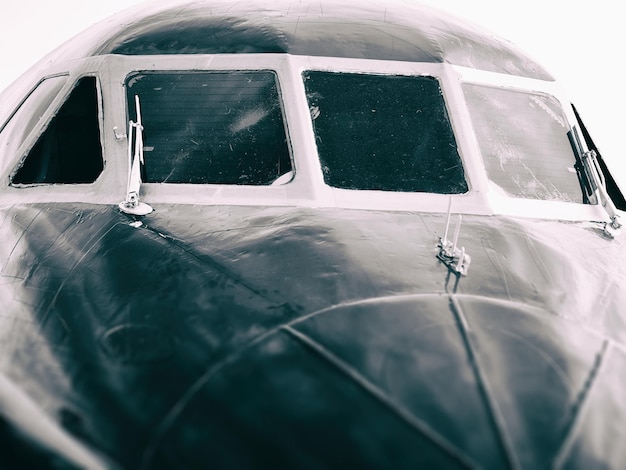 Dramatic cockpit of vintage airplane background