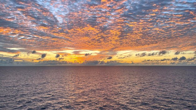 Dramatic Colorful Sunset Sky over Mediterranean Sea Cloudscape Nature Background Panorama