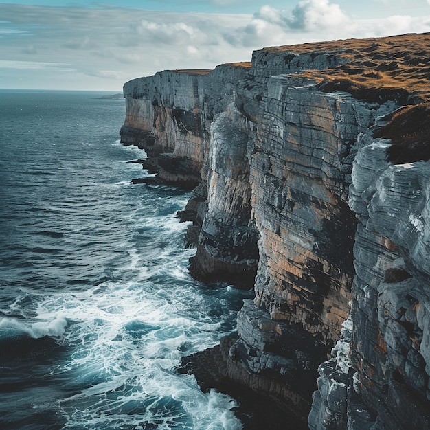 Photo dramatic danish coastal cliffs overlooking the sea