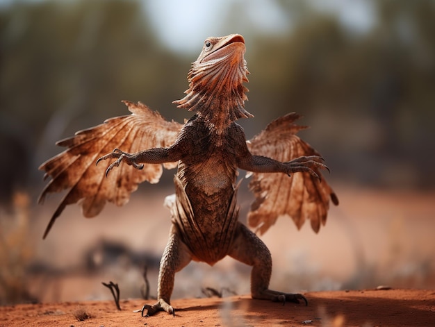 The Dramatic Display of the Frilled Lizard in Outback