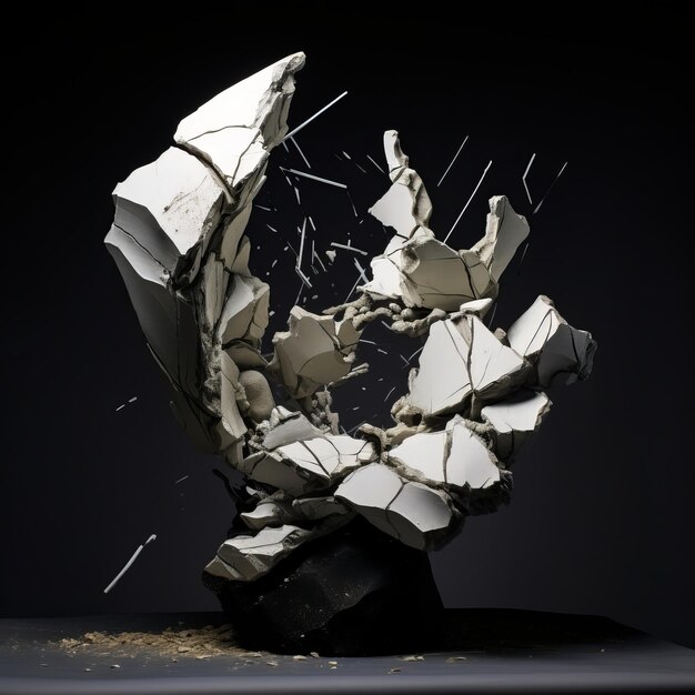 Photo dramatic elegance abstract hyperrealistic broken marble sculpture shrouded in darkness