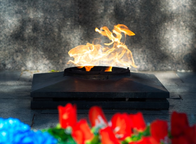 Dramatic eternal flame bokeh background