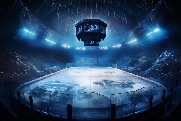 Photo dramatic ice hockey arena