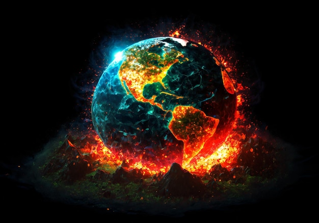 Photo dramatic illustration about destruction of planet earth