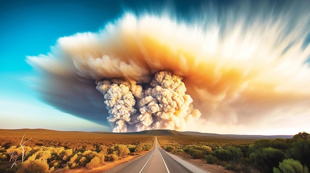 西オーストラリア州の山火事で激しい火災と煙が立ち込める劇的な風景