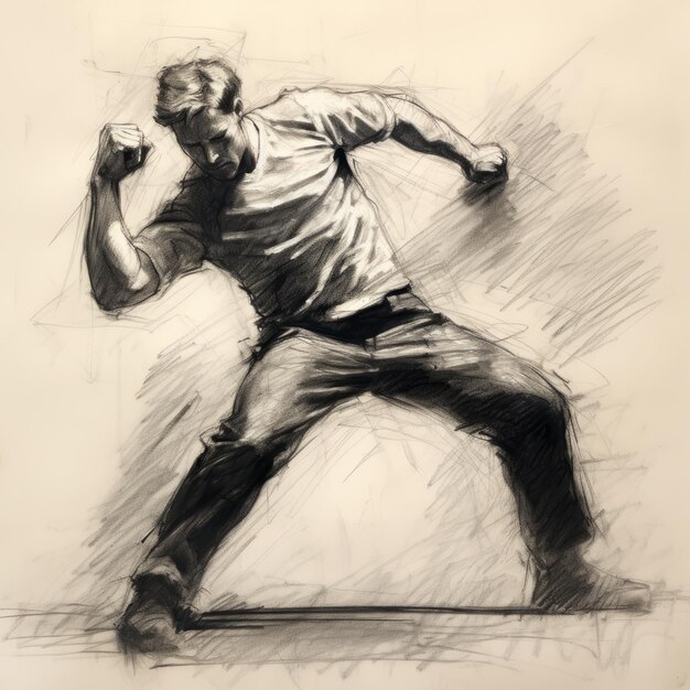 Dramatic Lighting Effects Hard Edge Painter39s Charcoal Sketch Of Thomas In Dynamic Pose