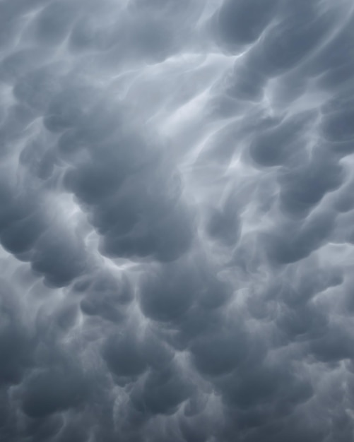 Dramatic mammatus clouds in the sky after a storm