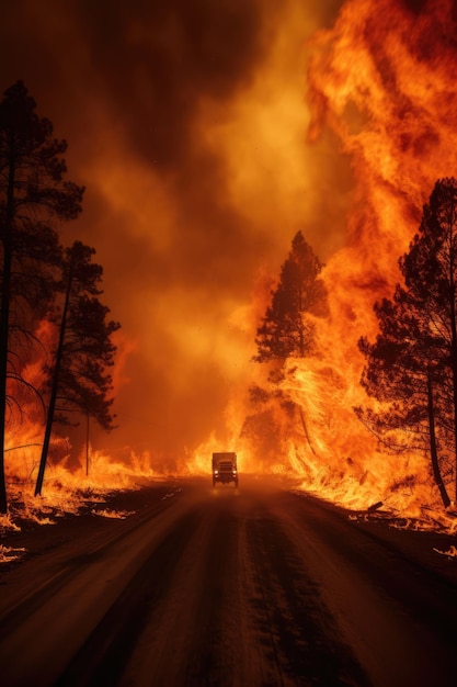 Foto drammatico incendio forestale massiccio