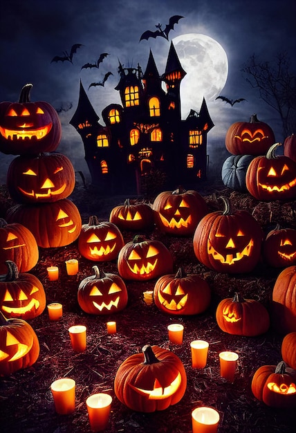 Premium AI Image | A dramatic mystical Halloween backdrop A full moon ...