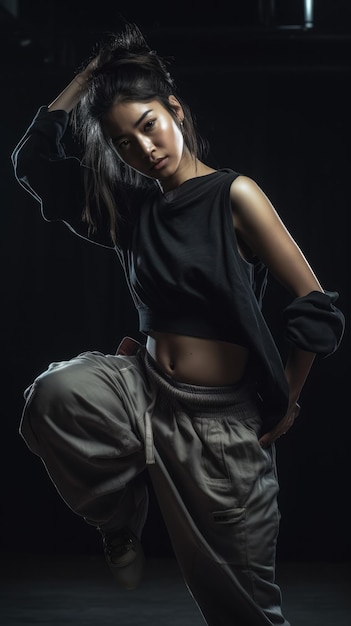 Dramatic portrait of a female dancer with striking lighting