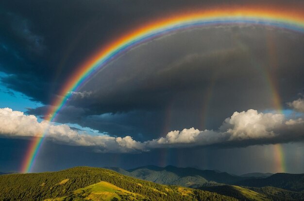 Dramatic Rainbow Behind Ridge