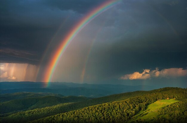 Dramatic Rainbow Behind Ridge