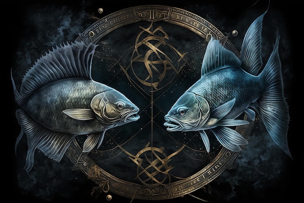 Photo dramatic and realistic illustration of pisces zodiac