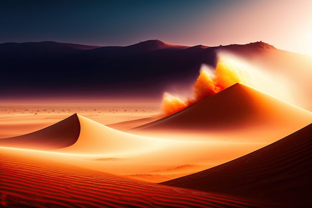 Dramatic sand storm in desert Abstract background Generative AI