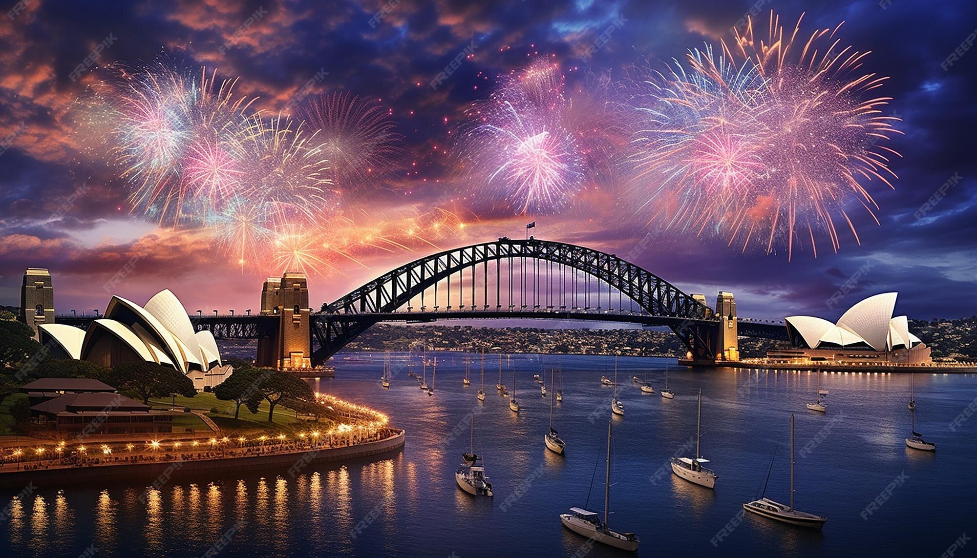 Premium AI Image A dramatic scene of Australia Day fireworks over