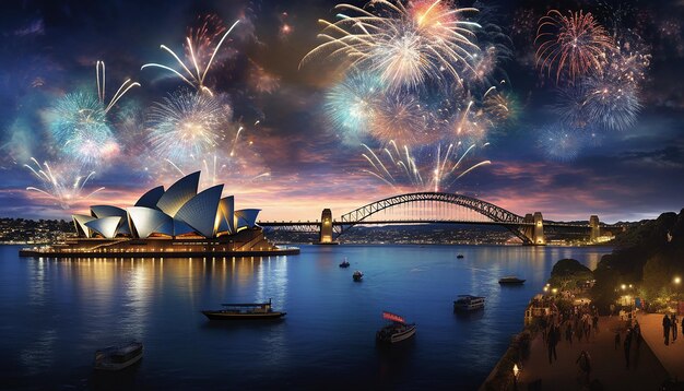 A dramatic scene of australia day fireworks over sydney harbour capturing the sydney opera house