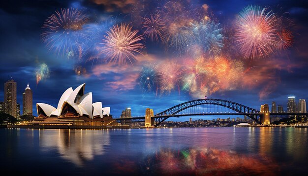 A dramatic scene of australia day fireworks over sydney harbour capturing the sydney opera house