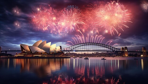 A dramatic scene of australia day fireworks over sydney harbour capturing the sydney opera house