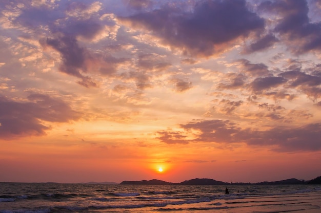 Dramatic sky in sunset time