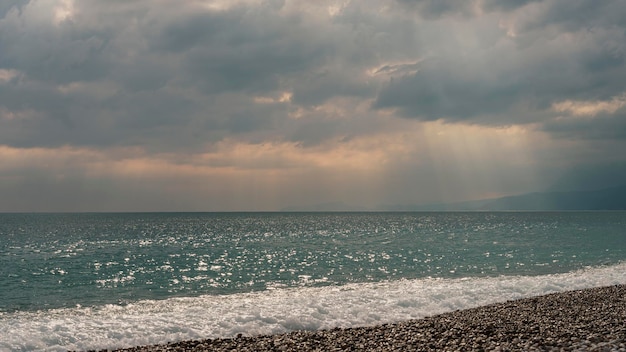 Dramatic sky and tranquil seascape