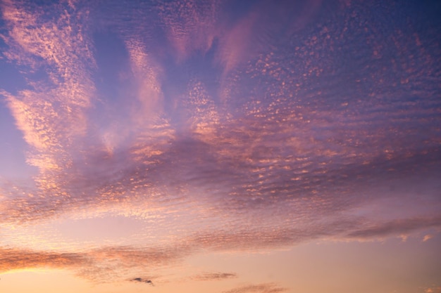Драматическое небо с перисто-кучевыми облаками на закате