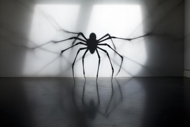 Photo dramatic spider black style wall generate ai