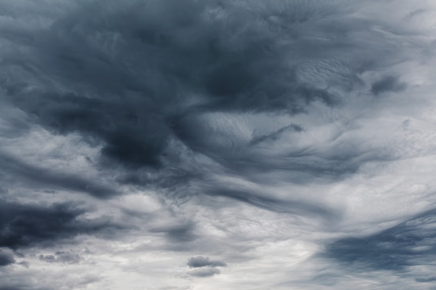 Dramatic storm clouds above oceanic coast in Chile