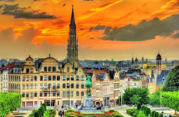 Dramatic sunset over Brussels Belgium