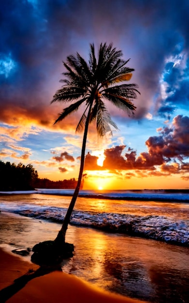 Dramatic sunset cloud in the beach