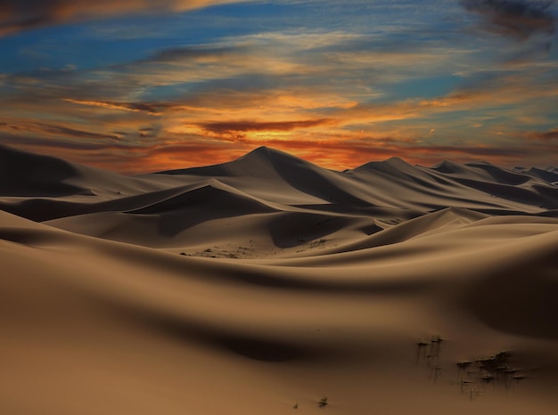 Dramatic sunset in desert