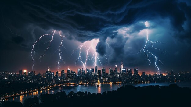 Dramatic thunderstorm in the city