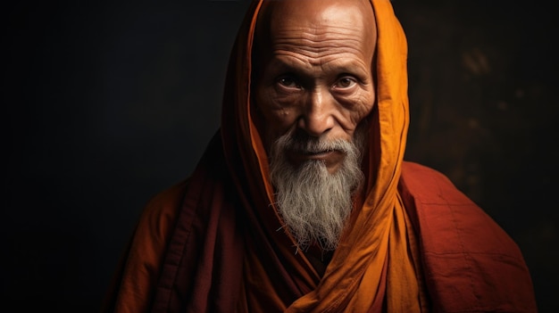 Photo dramatic the tibetan senior monk