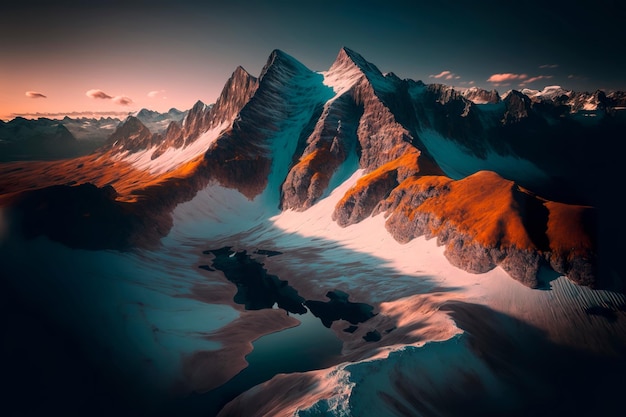 Dramatic view of snow covered mountains