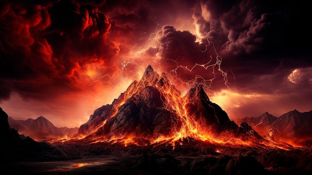 Dramatic volcanic eruption High quality illustration