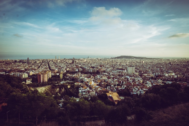 Dramatisch panoramisch uitzicht over de stad Barcelona, Catalonië, Spanje