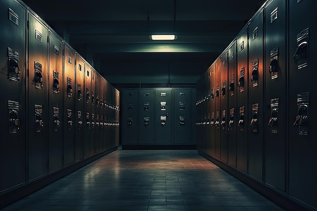 Dramatisch verlichte lockers in beeld