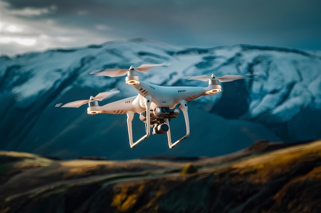 Dramatische afbeelding van de vlucht en beweging van een drone