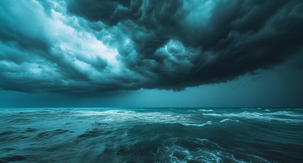 Dramatische stormwolken over de oceaan's nachts