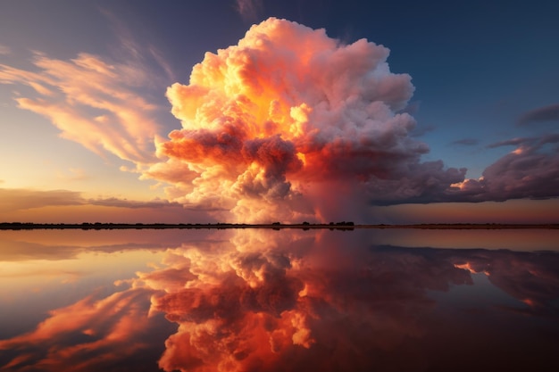 Dramatische wolken zonsondergang explosie Lava zomer eiland Generate Ai