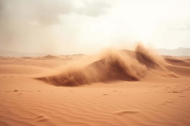 Dramatische zandstorm in woestijn Abstracte achtergrond AI