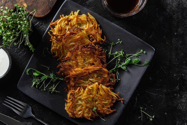 Draniki Potato pancakes with garlic sauce