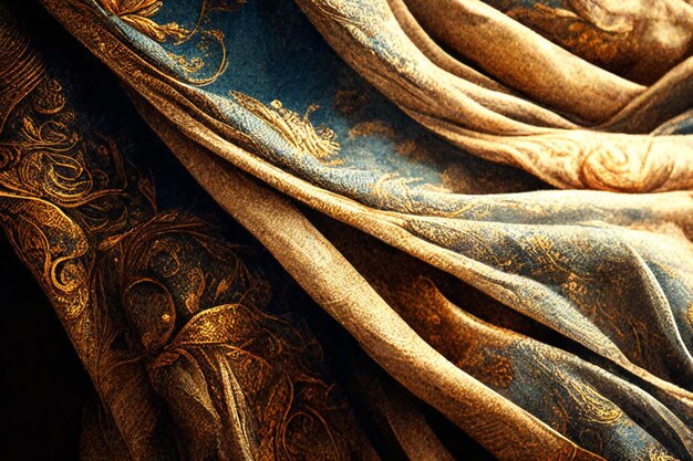 Photo drape cloth satin golden silk wavy fabric luxury churning liner fluid texture wallpaper background