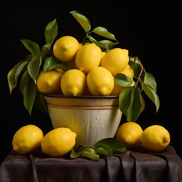 Draw Lemons contour minimalist decoration