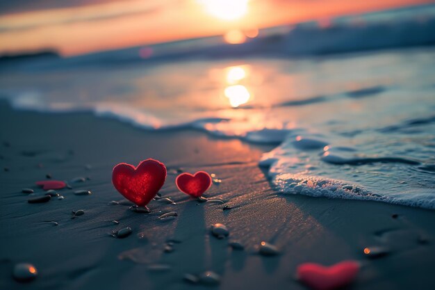 draw a love sign valentines day on the beach High quality photo 8k