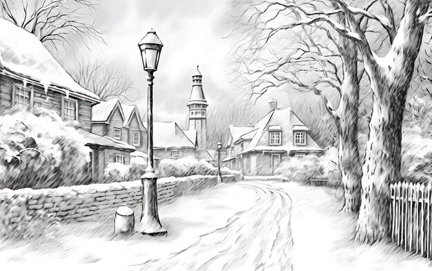 Photo draw picture of a winter street