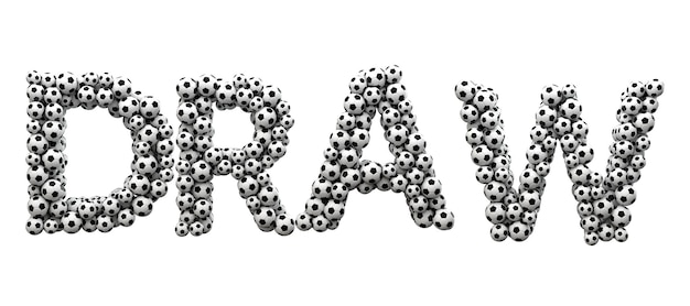 Draw word made from a football soccer ball texture 3D Rendering