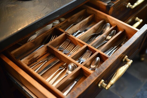 A drawer full of silverware and silverware