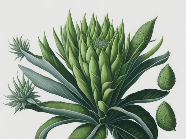 Photo a drawing of an aloe vera plant with green leaves
