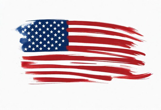 Photo a drawing of the american flag with a red and white background